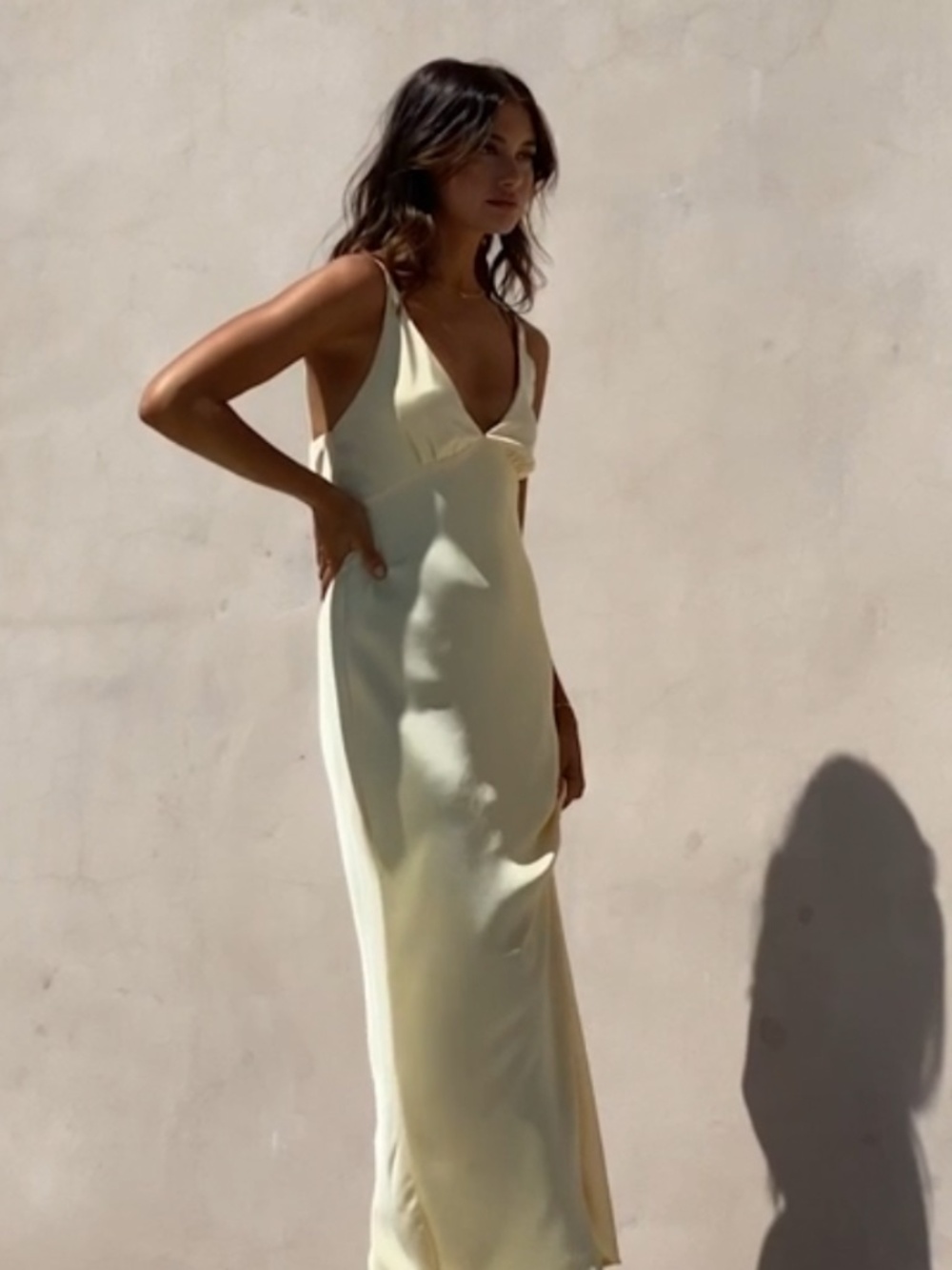 Billy J Ziah Pastel Yellow Satin Maxi Dress - Picture 4 of 16
